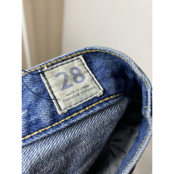 We The Free People Women's 28 Denim Shorts Button Fly Cut Off Blue Jean Boho - Picture 4 of 7